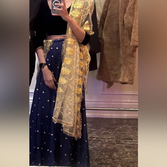 Navy blue Indian lehenga - Picture 4 of 5